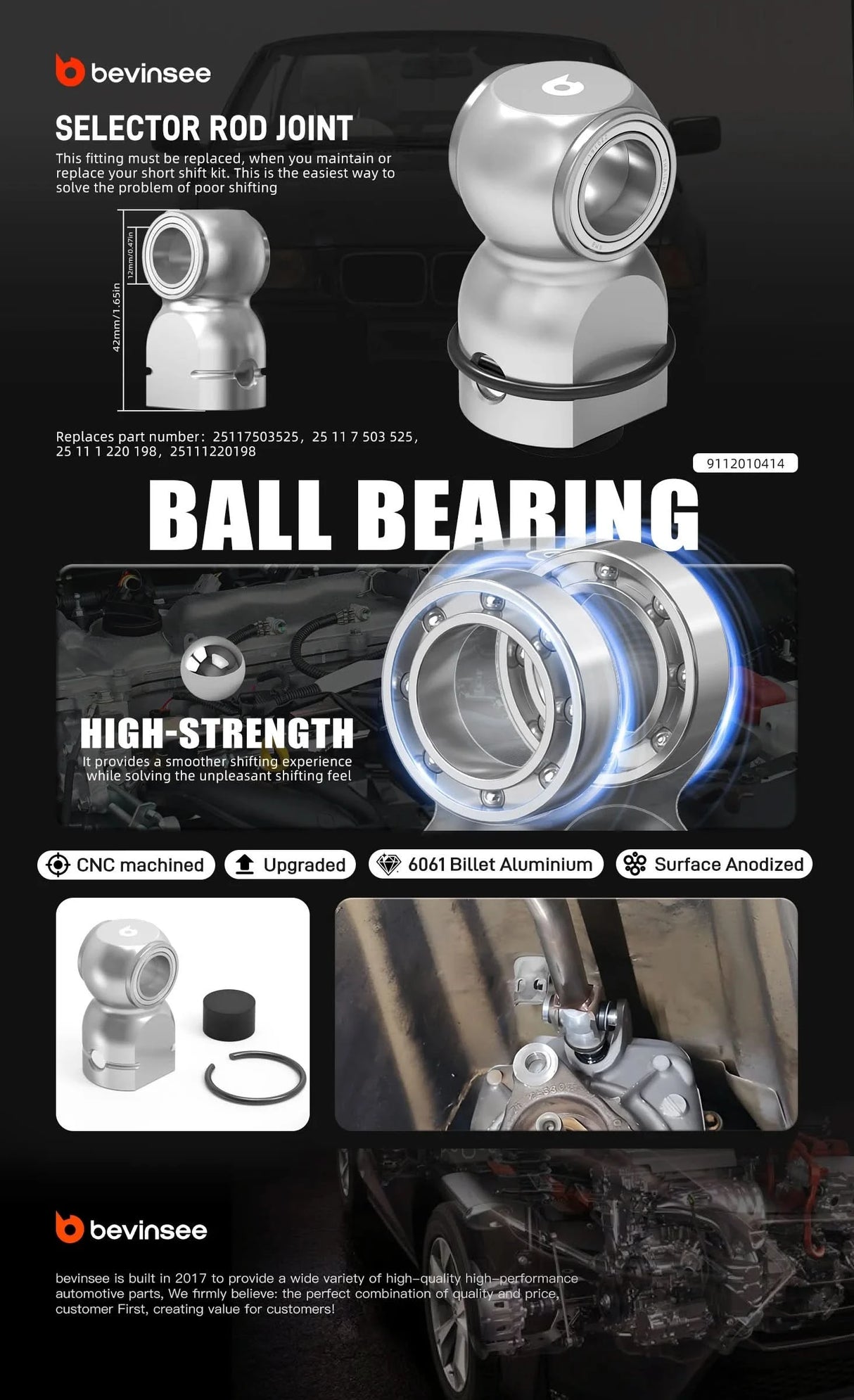 Billet Aluminum Shifter Selector Rod Joint Upgrade for BMW E30 / E34 / E36 (1988–1994)