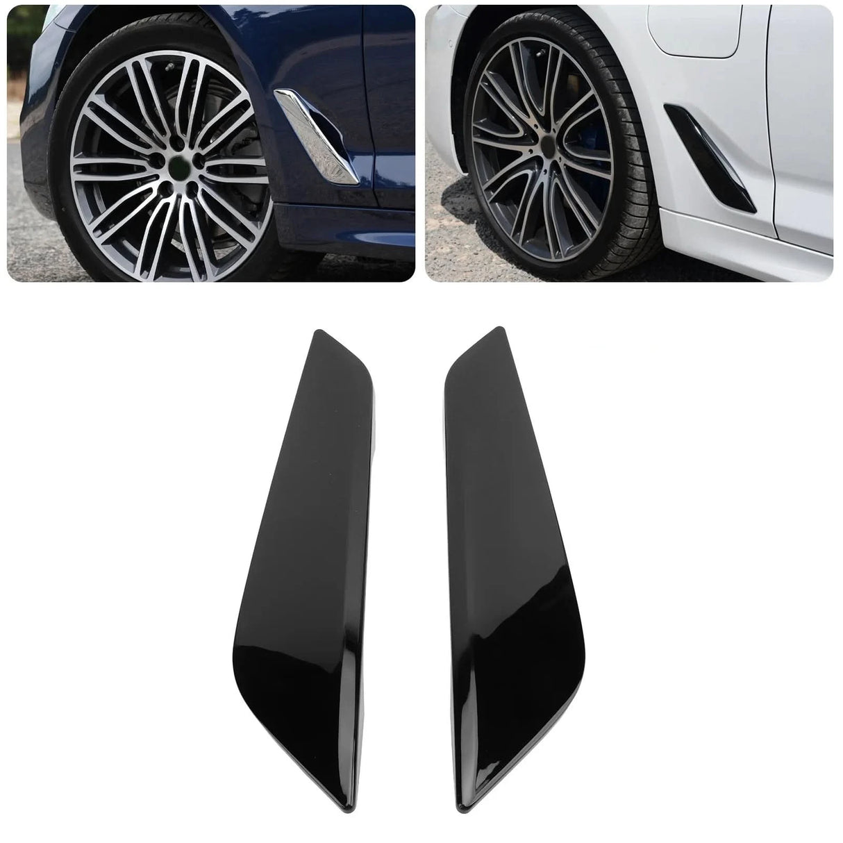 Front Side Air Duct Wing Trim Set for BMW 5 Series G30 G31 (2017–2023) – Gloss Black