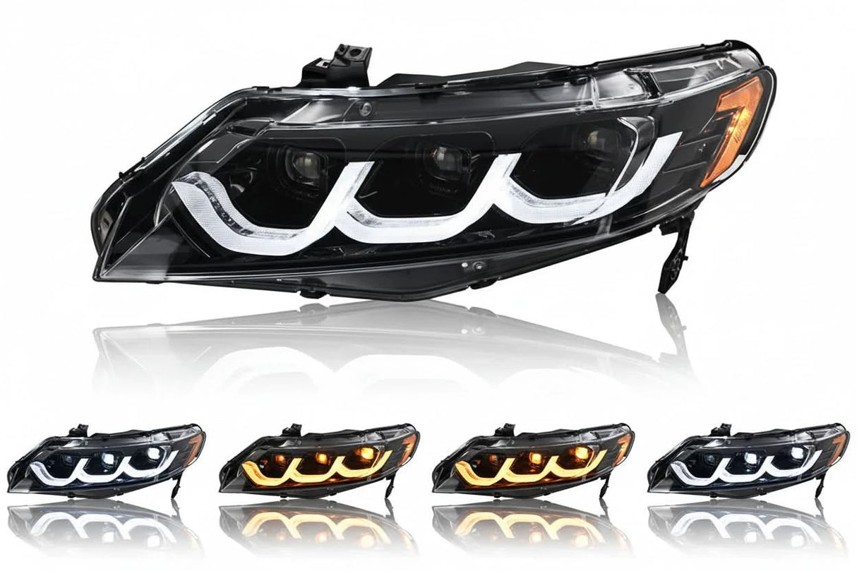 Honda Civic LED Projector Headlights with DRL – Full Assembly Pair (2006–2011)