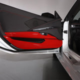 Corvette C8 Interior Door Anti-Kick Panel Covers (2020–2023) – Carbon Fiber/Red