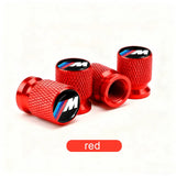 BMW Anodized Aluminum Tire Valve Stem Caps 4-Piece Set with Rubber O-Ring Seals (Universal Fit / E34 / E36 / E39 / E46 / E60 / E70 / E90 / F10 / F20 / F30 / X1 / X5 / X6 / M3 / M5 / M6)