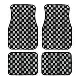 Universal Racing Checkered Plush Floor Mats – All-Weather Non-Slip Interior Carpet Set (4-Piece)