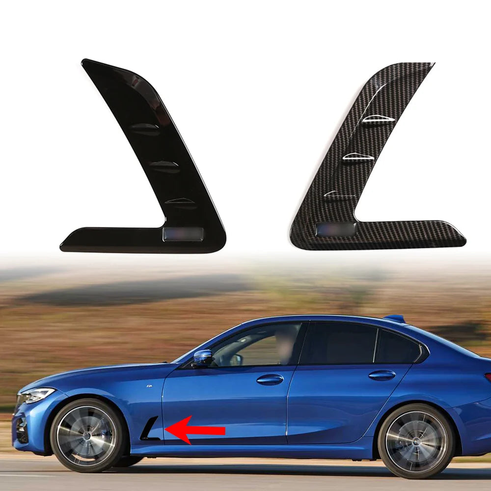 Side Fender Air Vent Trim Covers for BMW 3 Series G20 G28 (2021–2023) – Gloss Black / Carbon Look