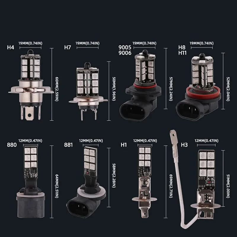RGB LED Fog Light Bulbs – Multi-Color 5050 Chip Upgrade (H11 / H8 / H9 / H7 / 9005 / 9006 & More)