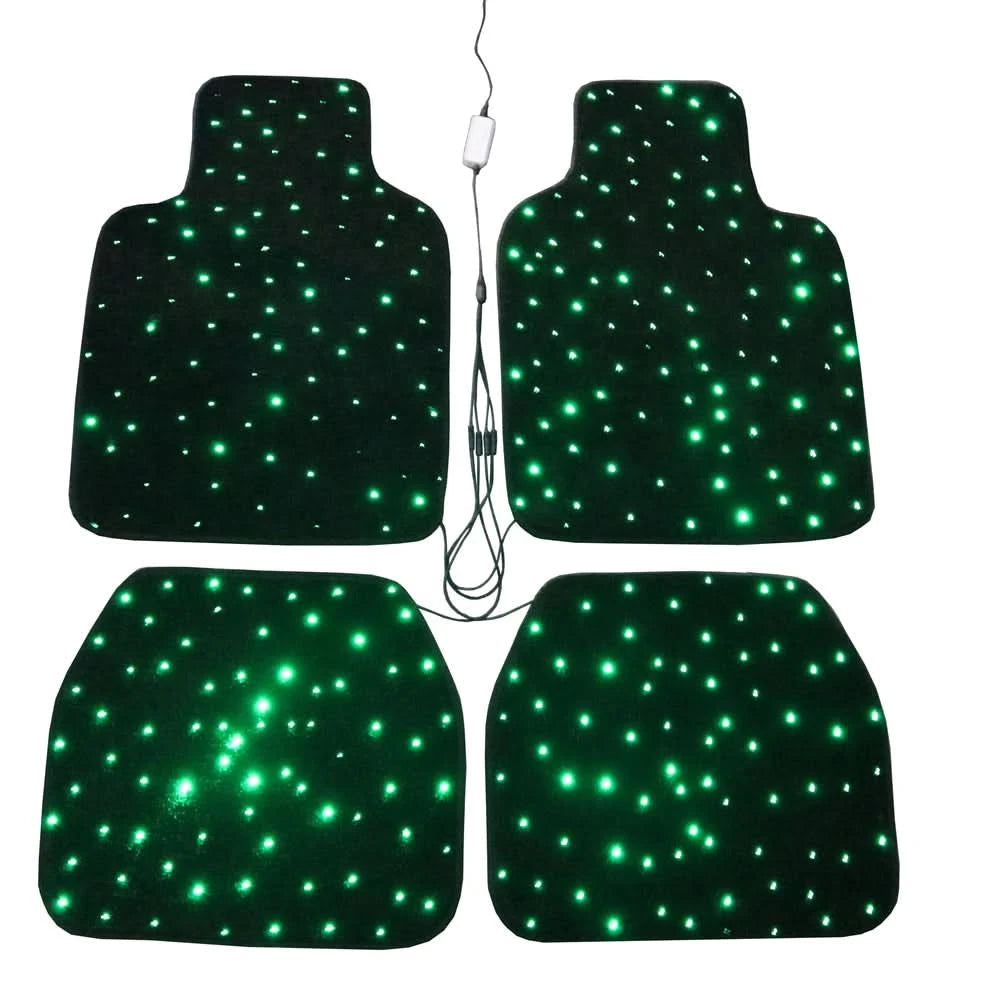 RGB Fiber Optic Star Light Car Floor Mats – Waterproof LED Set w/ App & Remote Control