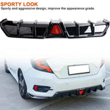 Honda Civic Rear Bumper Diffuser & Splitter Kit with LED Accent – Gloss Black (2016–2022 Sedan)