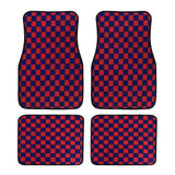 Universal Racing Checkered Plush Floor Mats – All-Weather Non-Slip Interior Carpet Set (4-Piece)