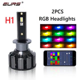 RGB LED Headlight Bulb Kit with App Control – Multi-Fit H1 H4 H7 H11 9005 9006 D2S D3S (Pair)