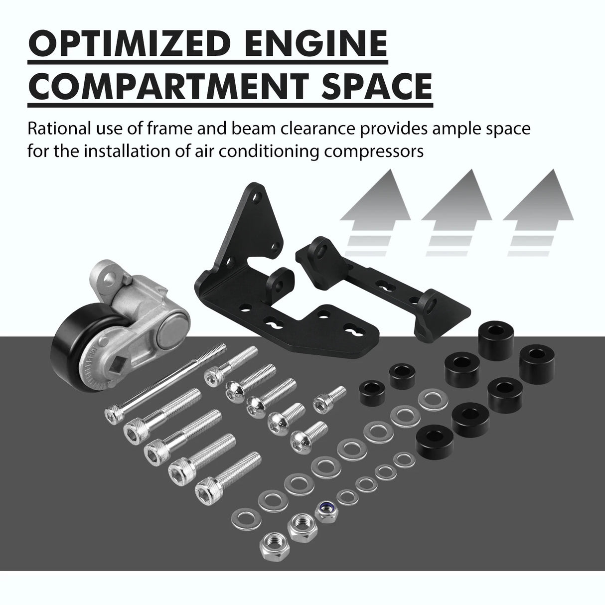 Chevrolet LS Gen 3 / Gen 4 Truck & SUV Passenger Side Low Mount A/C Compressor Bracket Kit for Sanden SD7B10 / 7176 Compressor (1999 - 2013)