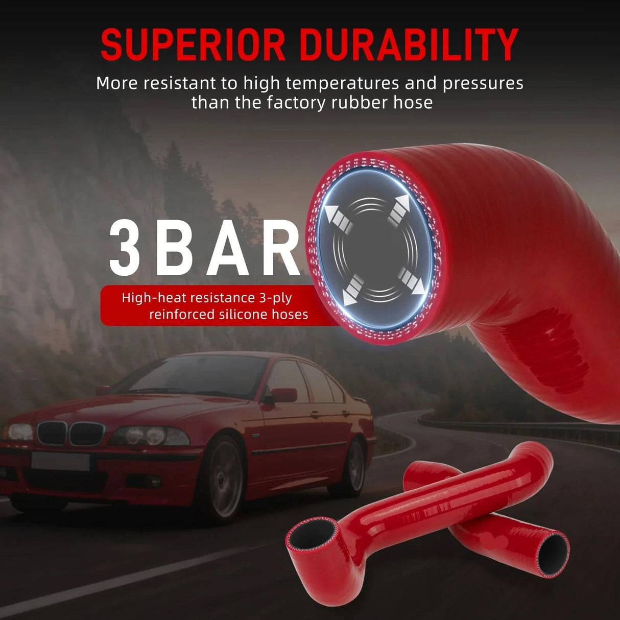 BMW E46 Silicone Radiator Coolant Hose Kit – Non-M M52TU / M54 / M56 (1999–2006)