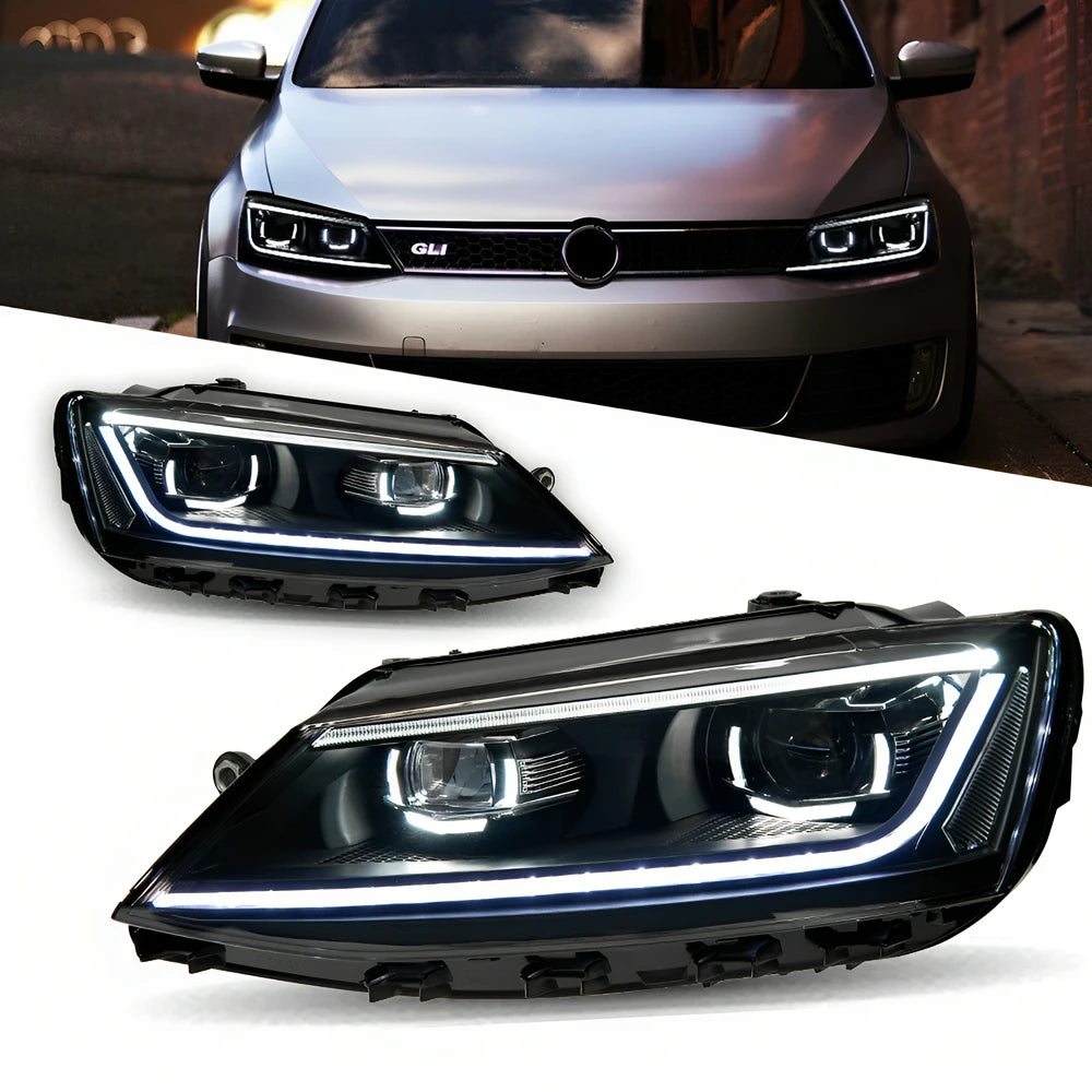 LED Headlights for Volkswagen Jetta MK6 (2011–2018) – Projector Lens & DRL Head Lamp Upgrade
