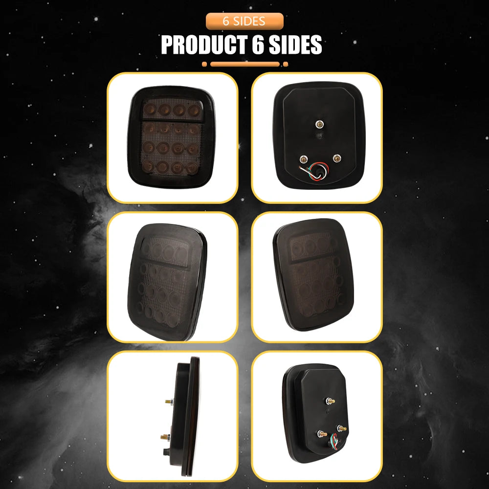 LED Tail Lights for Jeep Wrangler CJ / YJ / TJ – Smoked or Red Lens (2-Piece Set)