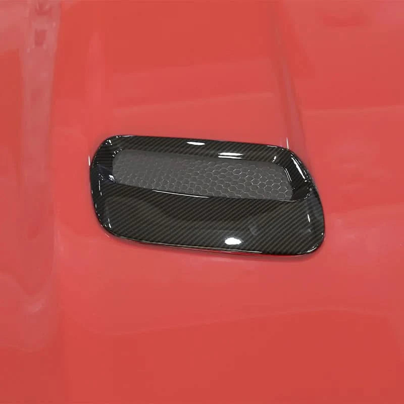 Hood Engine Vent Cover Trim – Fits Ford Mustang 2018–2023 | Carbon Fiber Style or Red Air Outlet Decoration Set (2PCS)