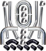 Universal 2.5" Aluminium Turbo Intercooler Piping Kit with Silicone Couplers, U-Pipe & Stainless Steel T-Bolt Clamps