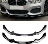 Front Bumper Splitter Lip Kit for BMW 1-Series F20 F21 (2015–2019) – Gloss Black / Carbon Style M-Sport Diffuser Body Kit
