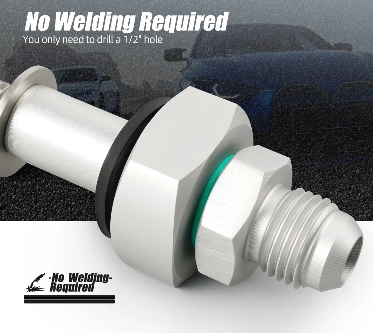 Billet Aluminum 6AN Fuel Tank Return Line Bung Kit — No-Weld Universal Install