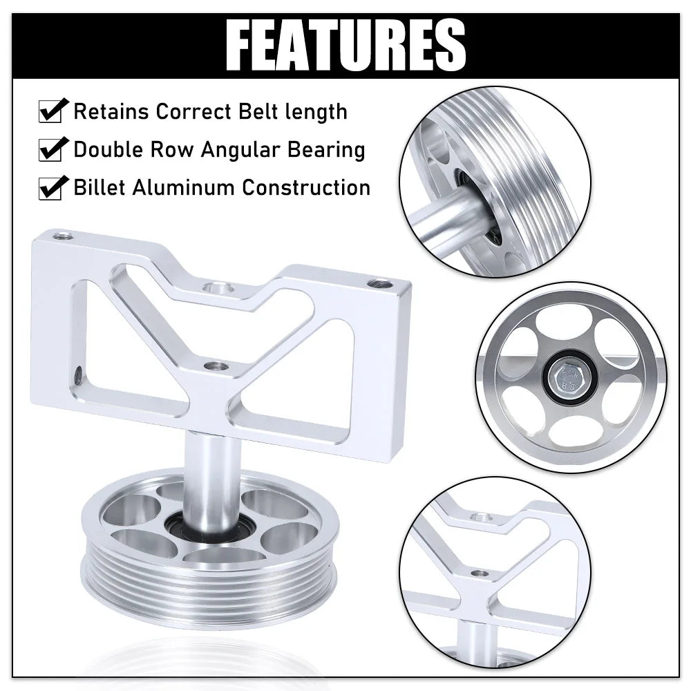 Ford Mustang Cobra / GT / LX & Lightning Billet Aluminium Smog Air Pump Idler Bracket Delete Kit with Pulley 1979 - 1995 (5.0L / 5.8L)