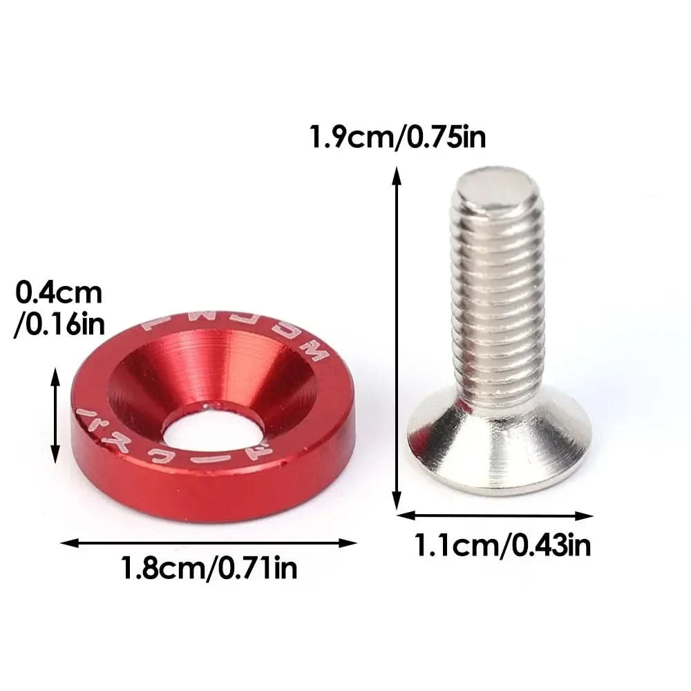 Universal M6 Aluminum Fender Washer & Bolt Kit – Concave Fasteners (20-Piece or 40-Piece Set)