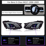 Mercedes-Benz S-Class W221 LED Headlight Assembly with DRL, Sequential Turn Signal & High / Low Beam 2006 - 2013