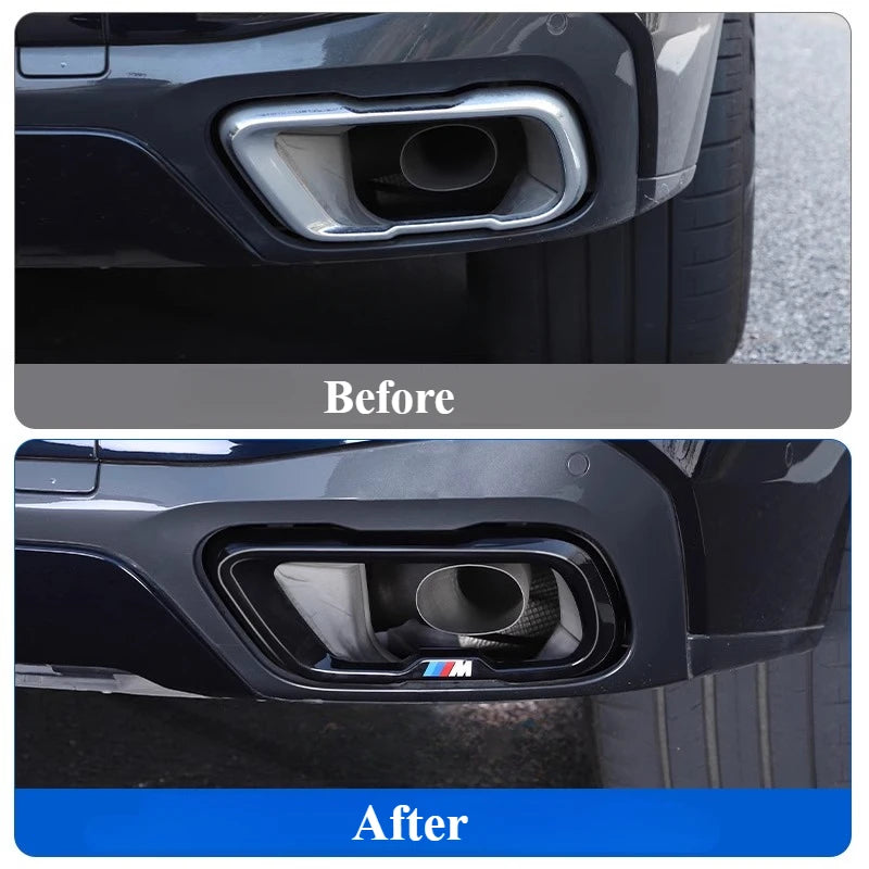 BMW X7 Black Knight Style Exhaust Tip Tail Throat Decorative Cover (Single Hole / Outer Frame)