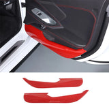 Corvette C8 Interior Door Anti-Kick Panel Covers (2020–2023) – Carbon Fiber/Red
