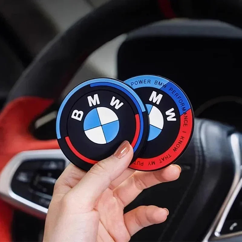 Silicone Cup Holder Coaster Set for BMW – 2PCS Interior Cup Mat for X1 X2 X3 X4 X5 X6 & 1–7 Series (Multiple Chassis Fitment)