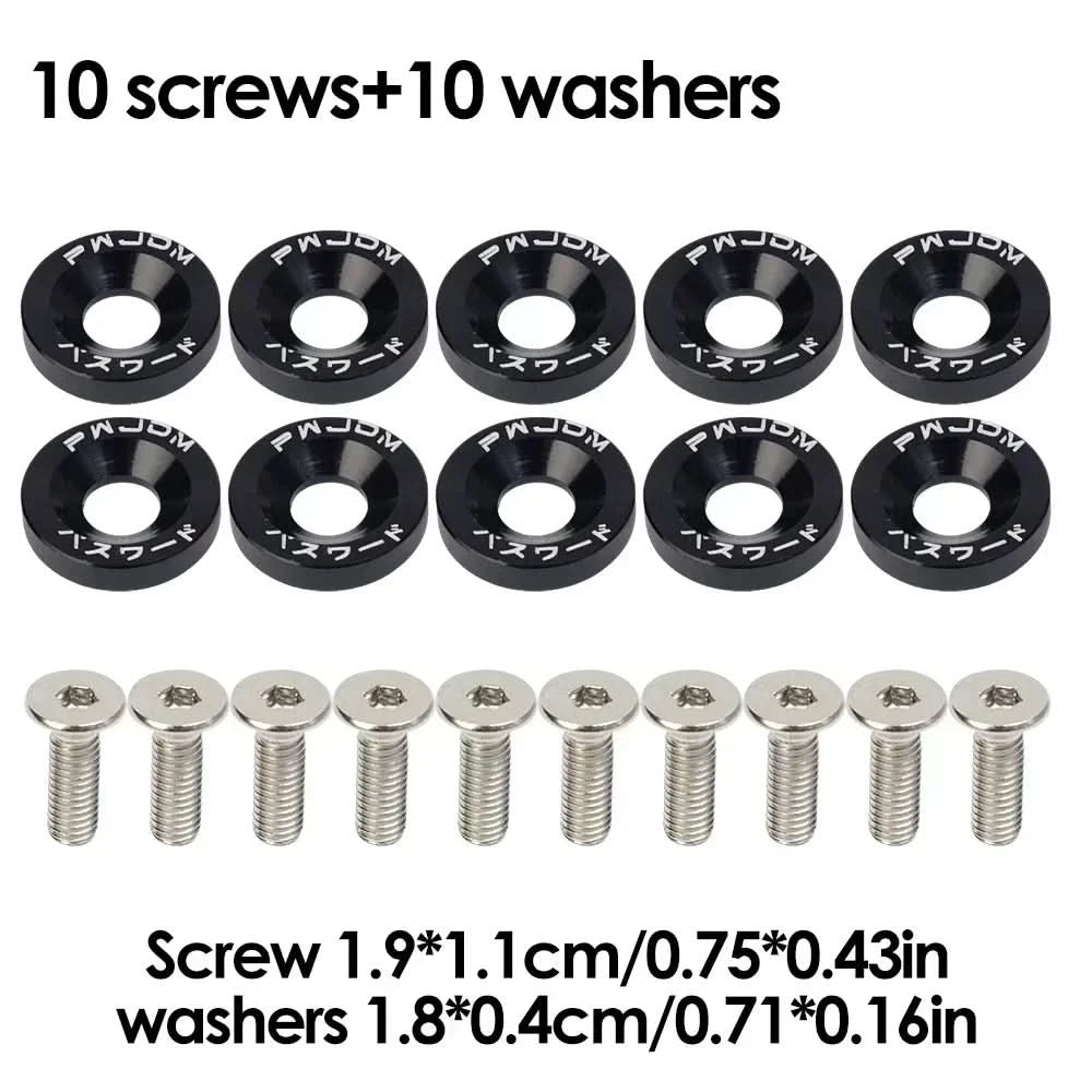 Universal M6 Aluminum Fender Washer & Bolt Kit – Concave Fasteners (20-Piece or 40-Piece Set)