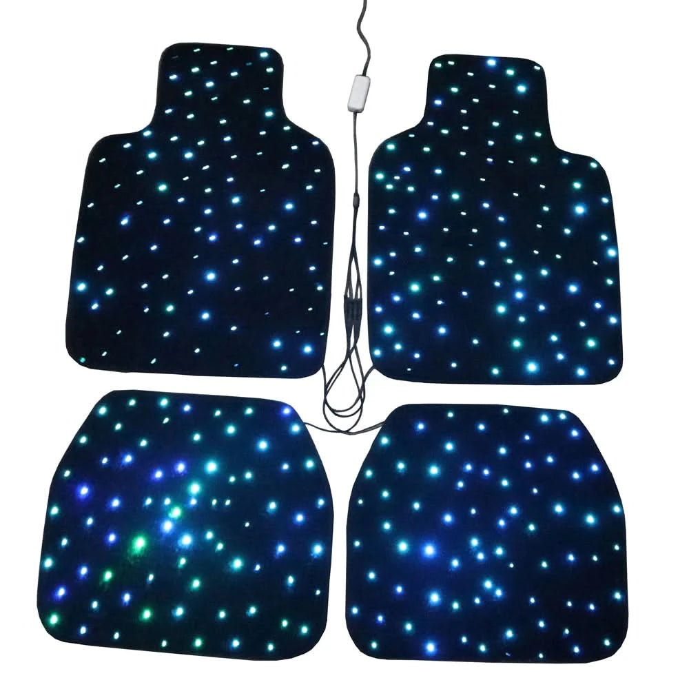 RGB Fiber Optic Star Light Car Floor Mats – Waterproof LED Set w/ App & Remote Control