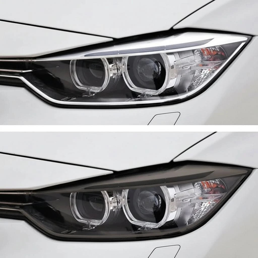 Headlight Eyebrow Covers for BMW 3 Series F30 F31 2012–2019 – Gloss Black / Carbon Look Eyelid Trim Pair