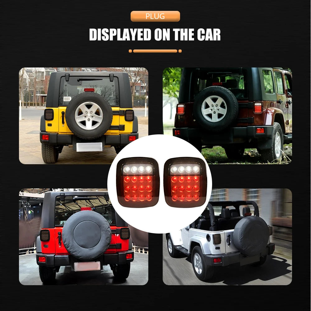 LED Tail Lights for Jeep Wrangler CJ / YJ / TJ – Smoked or Red Lens (2-Piece Set)