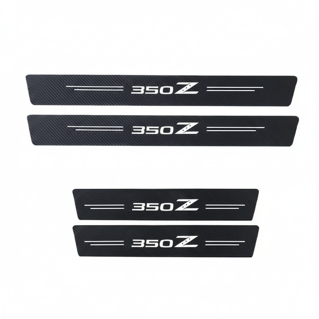 Luminous Carbon Fiber Door Sill Protectors for Nissan 350Z – Anti-Kick Threshold Scuff Plate Stickers