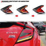 Honda Civic Hatchback LED Tail Lights – Clear Lens Sequential Turn Signal (2016–2021 FK6 FK7 FK8 FK9)
