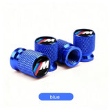 BMW Anodized Aluminum Tire Valve Stem Caps 4-Piece Set with Rubber O-Ring Seals (Universal Fit / E34 / E36 / E39 / E46 / E60 / E70 / E90 / F10 / F20 / F30 / X1 / X5 / X6 / M3 / M5 / M6)