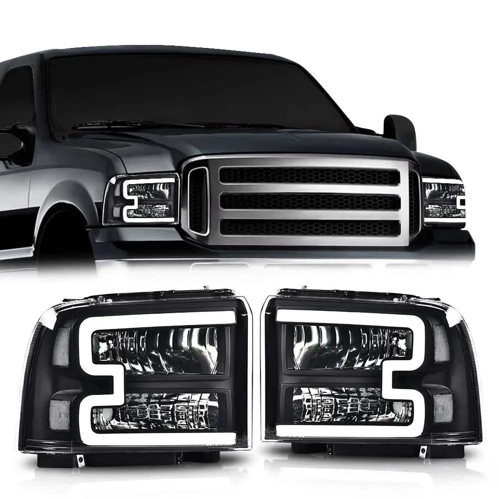 LED DRL Bar Headlight Assembly for 2005–2007 Ford F-250/F-350/F-450/F-550 Super Duty & 2005 Excursion – Chrome
