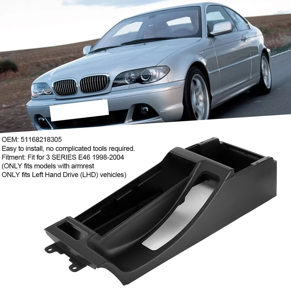 BMW E46 Center Console Trim Base w/ Armrest Opening – LHD Interior Replacement (1998–2004)