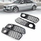 Fog Light Grille Pair for Audi A4 B8 (2009–2012) – RS-Style Honeycomb Mesh Front Bumper Covers