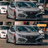 RGB Projector LED Headlights with DIY DRL – Fits Honda Civic 2016–2021 (Pair)