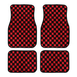 Universal Racing Checkered Plush Floor Mats – All-Weather Non-Slip Interior Carpet Set (4-Piece)