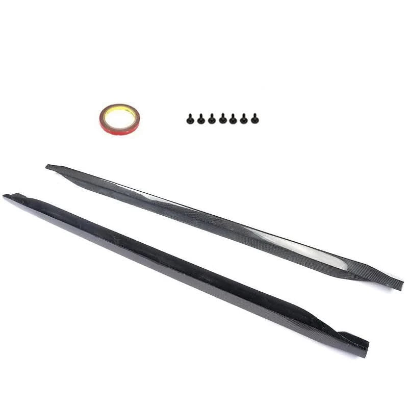 Ford Mustang Carbon Fiber Side Skirt Extensions – Gloss 2×2 Weave (2015–2017 Coupe & Convertible)