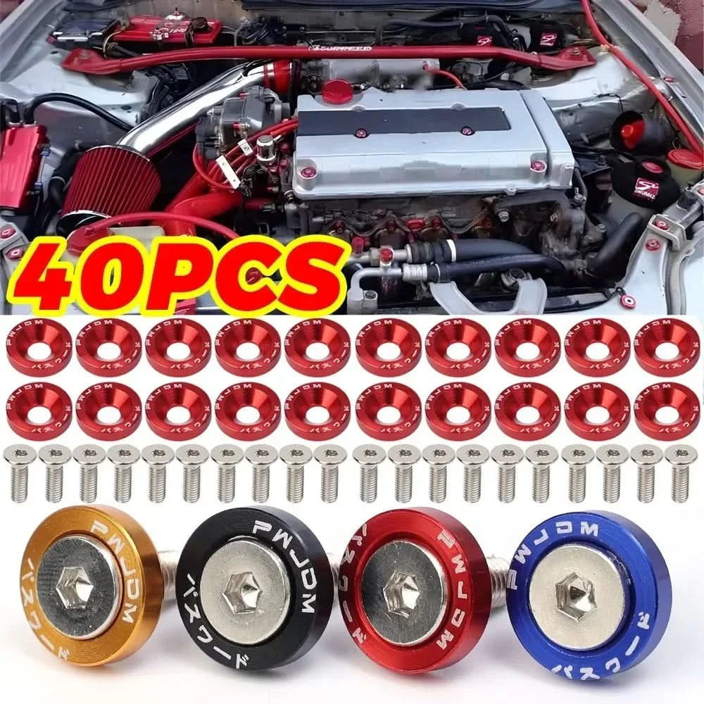 Universal M6 Aluminum Fender Washer & Bolt Kit – Concave Fasteners (20-Piece or 40-Piece Set)