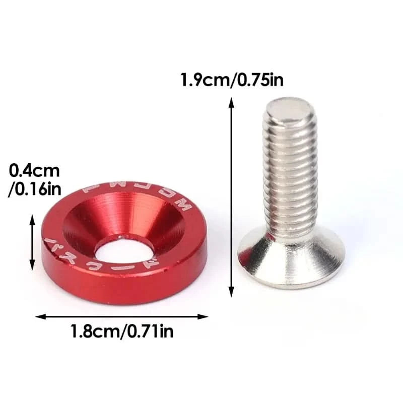 Universal Aluminum Fender Washer & Bolt Kit – M6 Concave Fasteners (20-Piece Set)