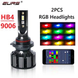 RGB LED Headlight Bulb Kit with App Control – Multi-Fit H1 H4 H7 H11 9005 9006 D2S D3S (Pair)
