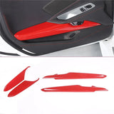 Corvette C8 Interior Door Anti-Kick Panel Covers (2020–2023) – Carbon Fiber/Red