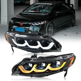 Honda Civic LED Projector Headlights with DRL – Full Assembly Pair (2006–2011)