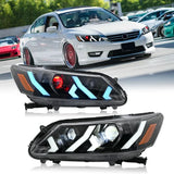 LED Headlight Assembly for Honda Accord 4-Door (2013–2015) – Projector Lens Headlamps with DRL
