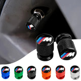 BMW Anodized Aluminum Tire Valve Stem Caps 4-Piece Set with Rubber O-Ring Seals (Universal Fit / E34 / E36 / E39 / E46 / E60 / E70 / E90 / F10 / F20 / F30 / X1 / X5 / X6 / M3 / M5 / M6)