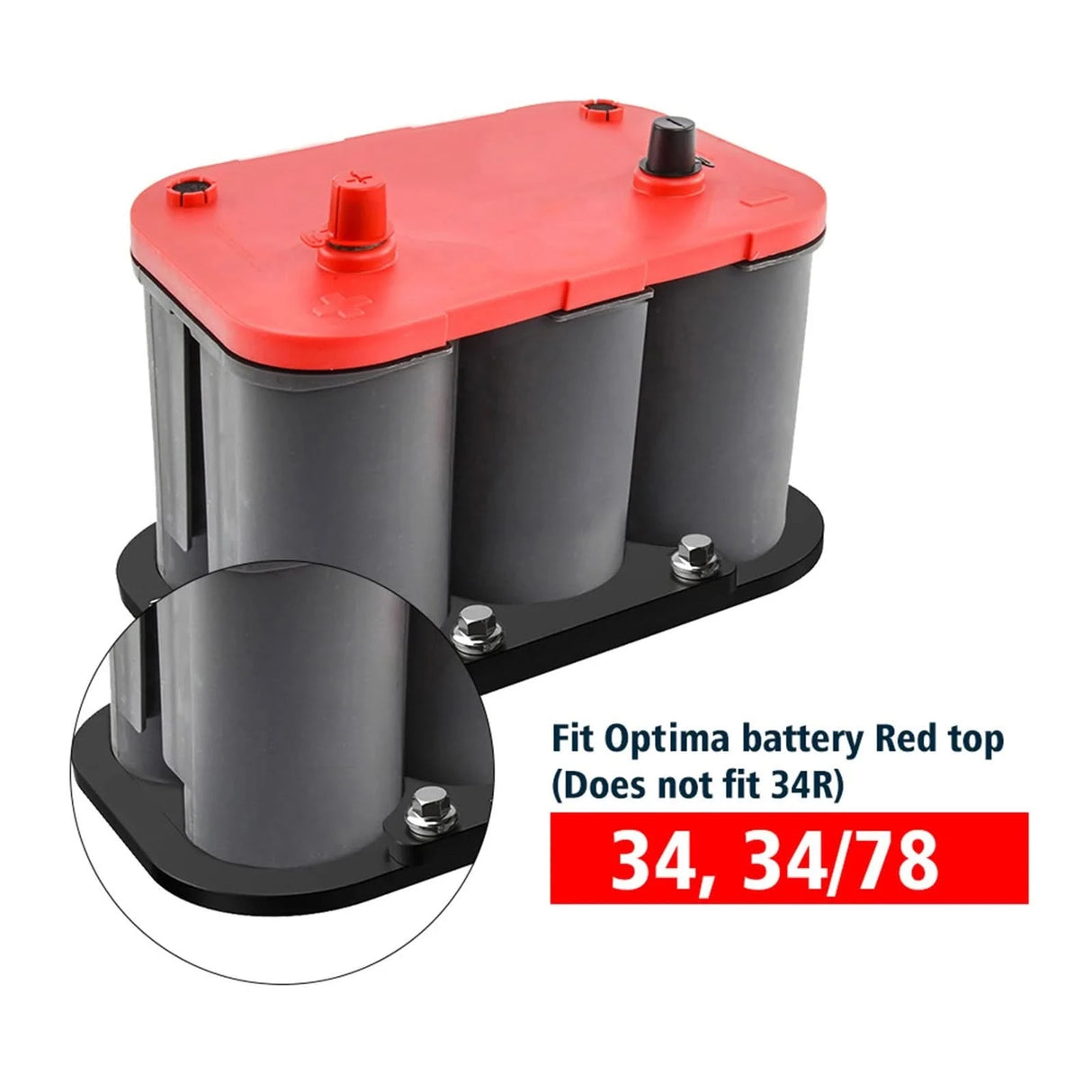 CNC 6061-T6 Aluminum Battery Relocation Tray & Hold Down – Universal 34/78 Size (Anodized Black)