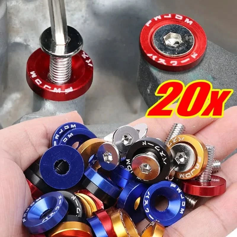 Universal Aluminum Fender Washer & Bolt Kit – M6 Concave Fasteners (20-Piece Set)