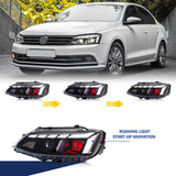 LED Projector Headlights for VW Jetta MK6 2011–2018 – Sequential Turn Signals & Start-Up Animation (Halogen Models Only)