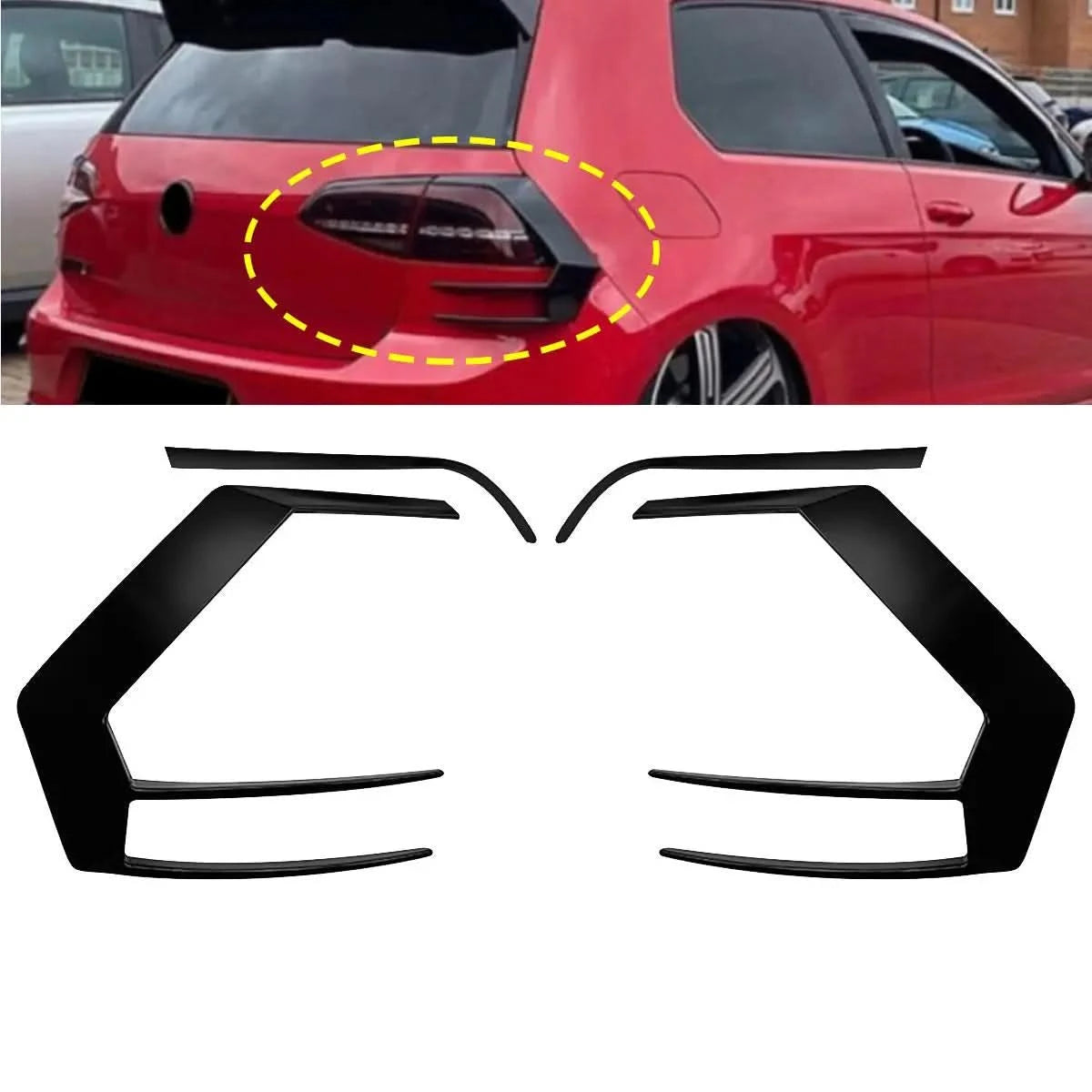 Gloss Black Rear Bumper Splitter Canards for VW Golf GTI/R MK7 & MK7.5 (2012–2020)